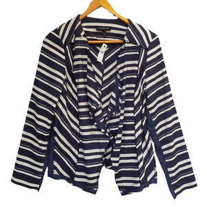 Lane Bryant | NWT Stripe Flyaway Jacket Blazer Navy White Chevron